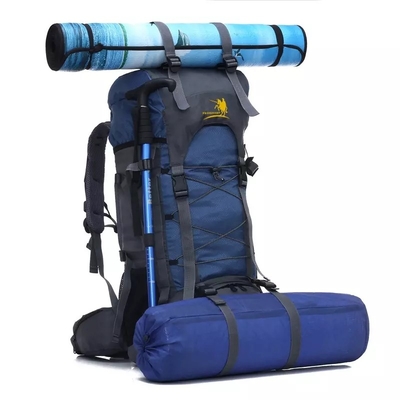 60L zaino di campeggio impermeabile blu di scalata di montagna dello zaino BSCI