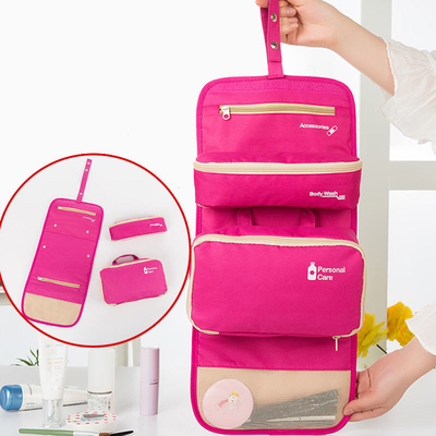 Organizzatore cosmetico Polyester della borsa di trucco di stoccaggio della borsa dell'articolo da toeletta pieghevole di viaggio