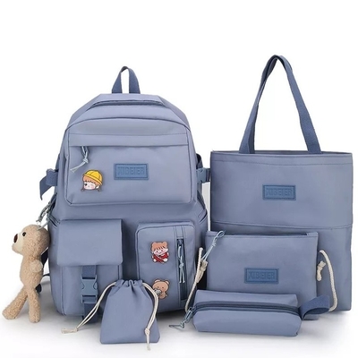 La borsa di scuola delle ragazze ha messo la tela ODM della borsa della matita dell'imbracatura dell'insieme dello zaino di 5 pezzi