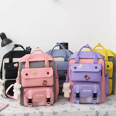 Studente Canvas 4 in 1 borsa di scuola degli insiemi dello zaino messa per i ragazzi delle ragazze