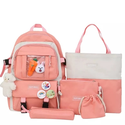 Lo zaino rosa a 1,41 pollici della scuola mette l'insieme dello zaino dei ragazzi 5pc delle ragazze