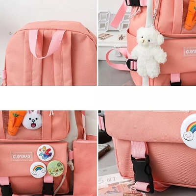 Lo zaino rosa a 1,41 pollici della scuola mette l'insieme dello zaino dei ragazzi 5pc delle ragazze