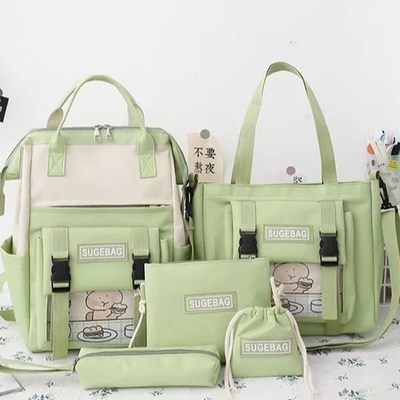Lo zaino verde mette le ragazze durevoli della borsa di libro degli studenti del computer portatile