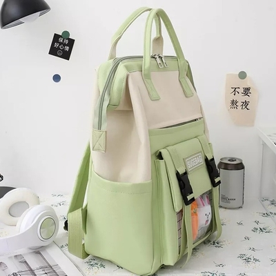 Lo zaino verde mette le ragazze durevoli della borsa di libro degli studenti del computer portatile