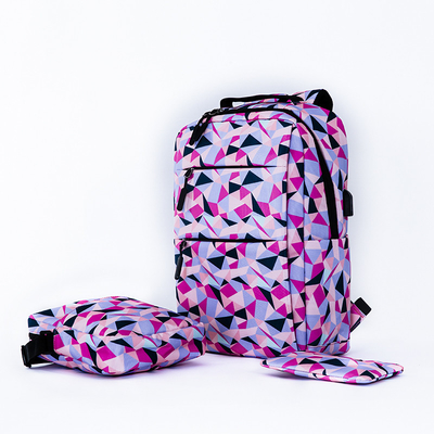 Lo zaino di nylon del computer portatile delle signore ha messo la borsa di scuola impermeabile di 3 pezzi
