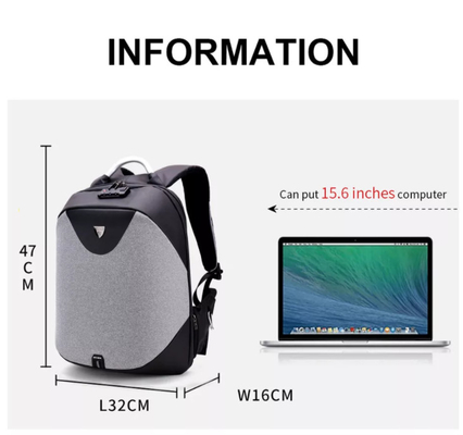 Zaino antifurto a 1,54 pollici dello zaino del computer portatile di affari del poliestere per il computer portatile degli uomini