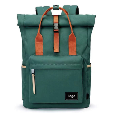 OEM estensibile di Oxford dello zaino della cima di rotolo di 42cm di viaggio dello zaino verde del computer portatile