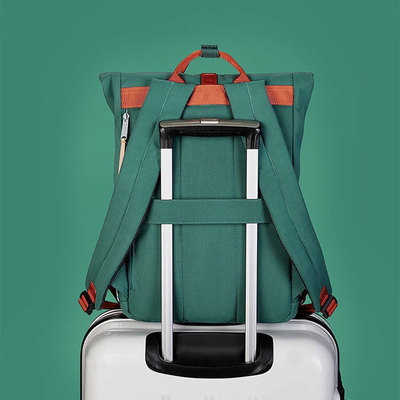 OEM estensibile di Oxford dello zaino della cima di rotolo di 42cm di viaggio dello zaino verde del computer portatile