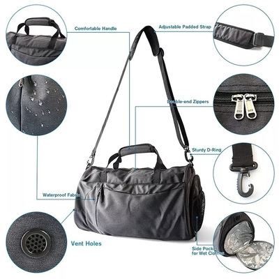 Anti borsa della palestra della borsa di viaggio di furto del poliestere con il compartimento bagnato della scarpa della tasca