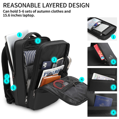 Borsa della cartella dell'ufficio di modo per il nero completamente aperto del computer portatile RFID di viaggio d'affari degli uomini