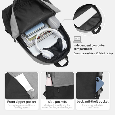 lo zaino del computer portatile di viaggio del PVC del fiocco di neve 300D impermeabilizza 15,6 pollici casuale leggero