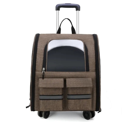 Portatile del carrello dell'animale domestico del trasportatore dell'animale domestico dello zaino di Cat Carrier With Wheels Outdoor del cane