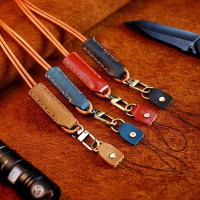 Cinghia universale del telefono di Lanyard Strap Adjustable Leather Neck del telefono dell'OEM con il metallo della toppa